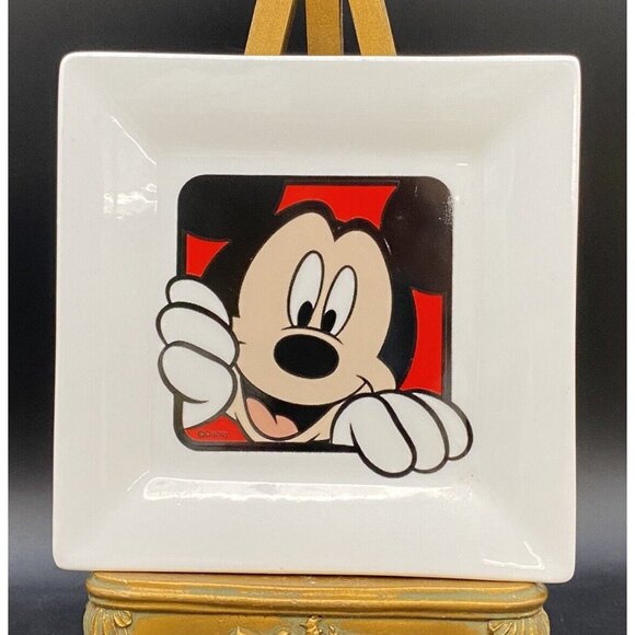 Disney Mickey Mouse White 6” Square Appetizer Dessert Plate - Picture 3 of 7